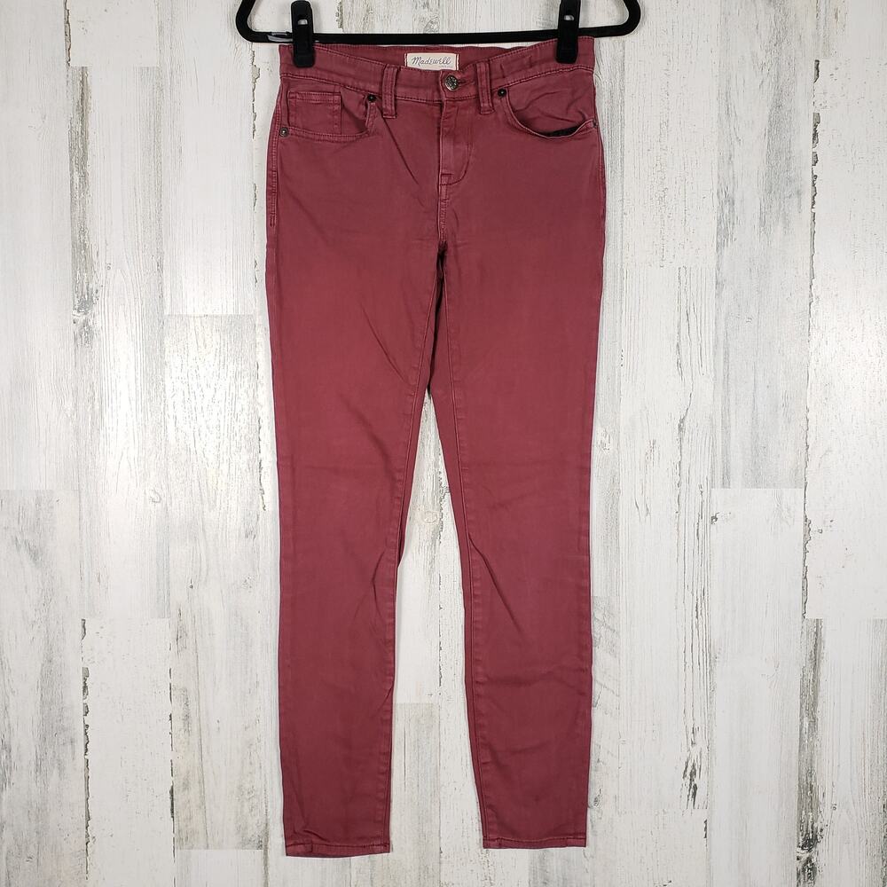 Madewell Maroon 8" Skinny Skinny Sateen Soft Denim Jeans Women's Size 25